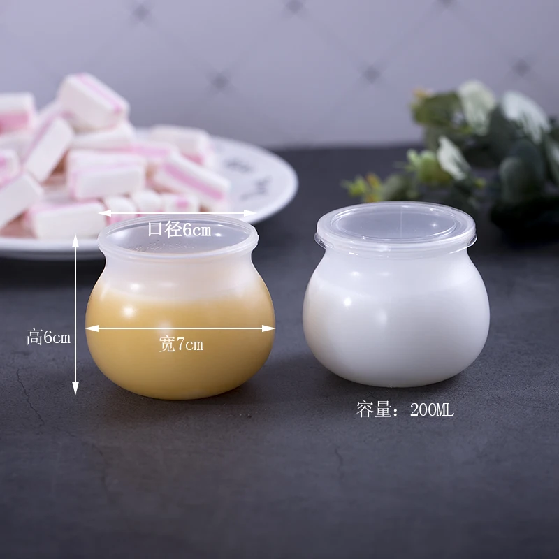 25pcs Disposable pudding cup PP injection high temperature resistant plastic cups transparent cute mini yogurt cup with lid
