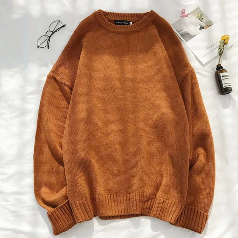 Winter Thick Sweater Men Warm Fashion Solid Color Casual Knit Sweaters Men Loose Long-sleeved Pullover Man Sweter Clothes M-2XL