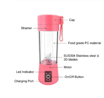 

USB Rechargeable Portable Easy Blender Mini Juicer Multi-Function USB Charging Juice Cup Fruit Electric Juice Mixing Cup
