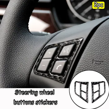 

2pc Car Interior Accessories Carbon Fiber Steering wheel buttons stickers For BMW E90 3Series 2005-2012 Car Styling
