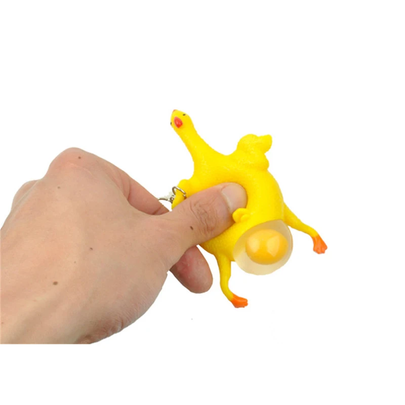 Creative Toy Mini Funny Vent Pinch Toys Lay Eggs Chicken Key Ring Rubber Rooster Tricky Joke Stress Reliever Toys For Children