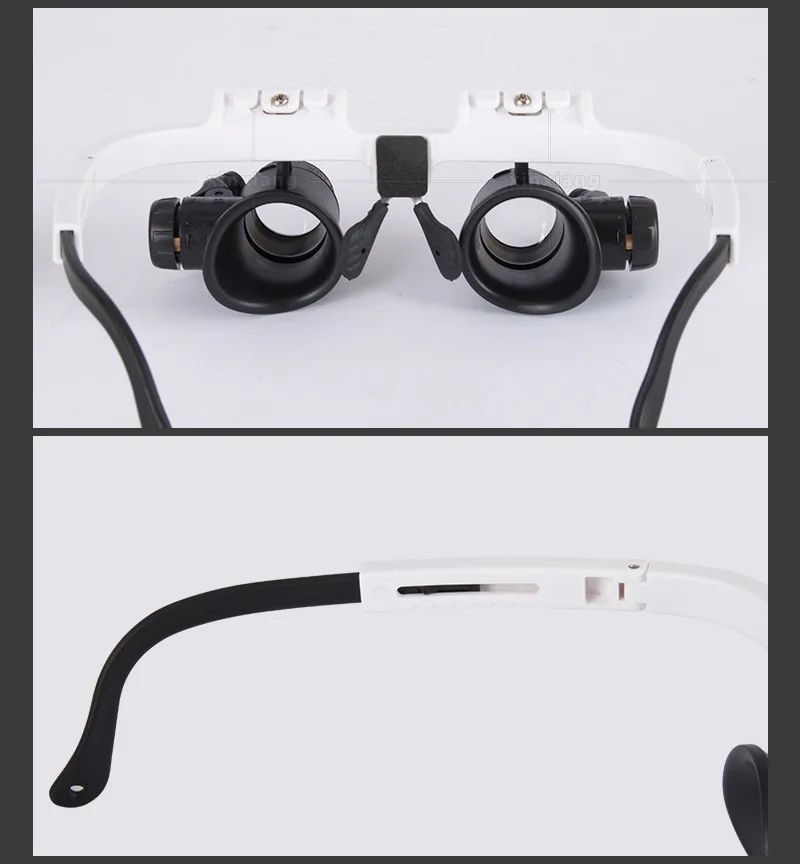 Headband Eye Wear Glasses Magnifier 7X 10X 15X 25X 2 LED Light Magnifying Glass Engraving Watchmaker Magnifier Loupe Binocular