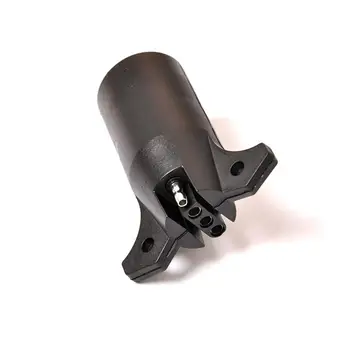 

12V 7 Way Round to 4 Pin Flat Trailer Light Adapter Plug Connector RV - Black
