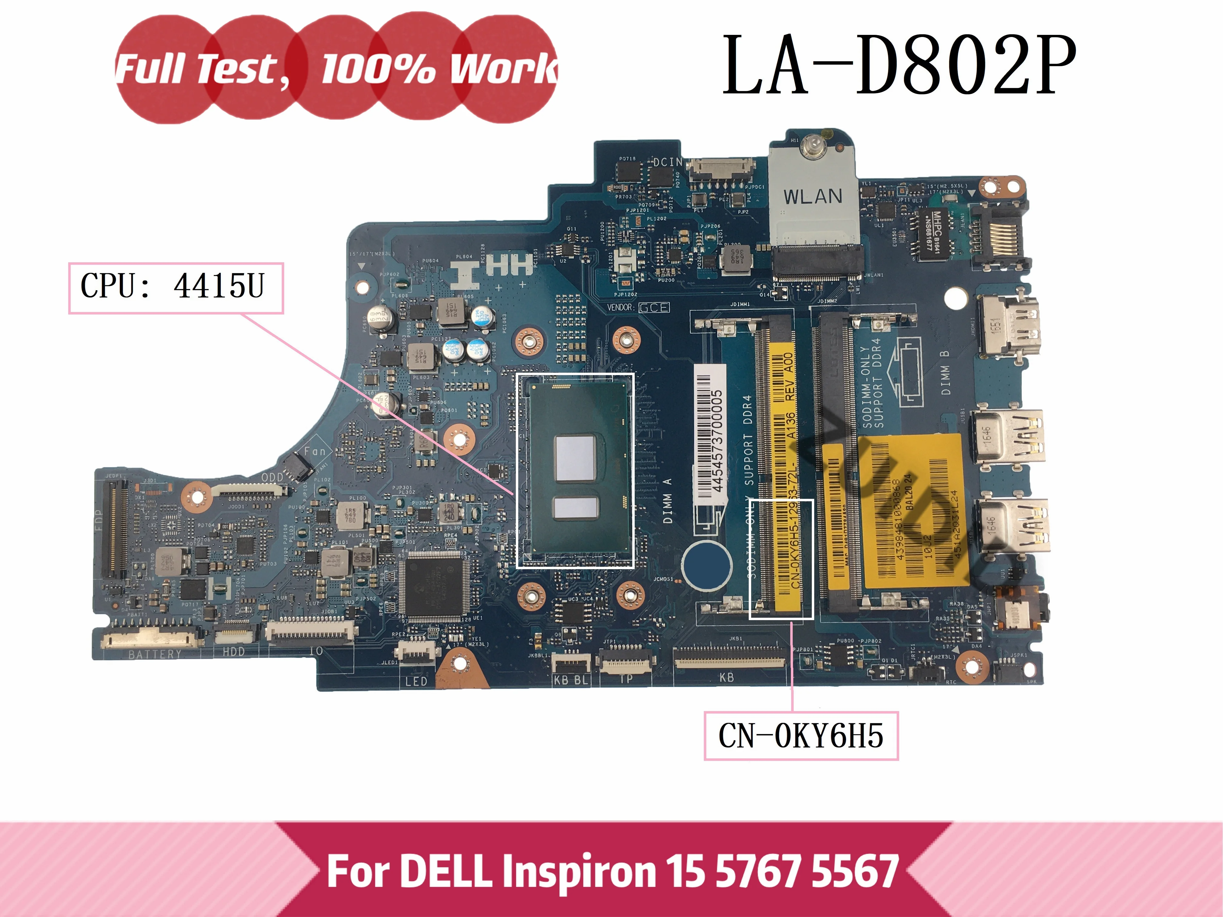Материнская плата для ноутбука Dell Inspiron 15 5567 5767 4415 100% протестирована | Компьютеры и