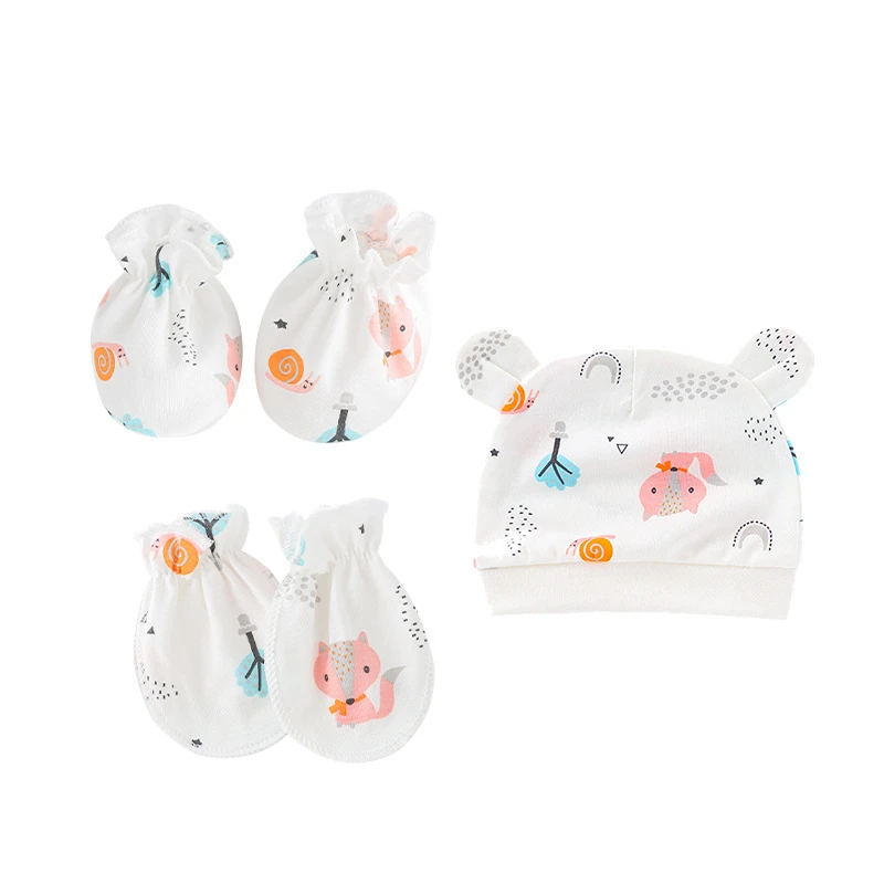 Baby Hats Infant Protection Face Anti Scratching Cotton Gloves Bunny Ear Hat Foot Cover Set Newborn Mittens Socks Beanies Caps baby accessories store near me	 Baby Accessories