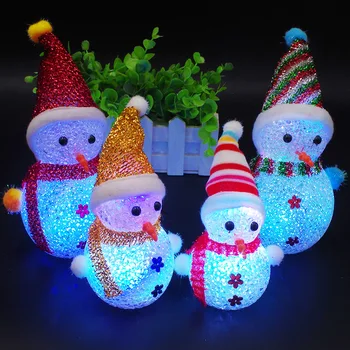 

19cm Cute Snowman Fun Toys Carnival Winter Party Supply Creative Ornament Toy christmas decoration Flash led light With Battery