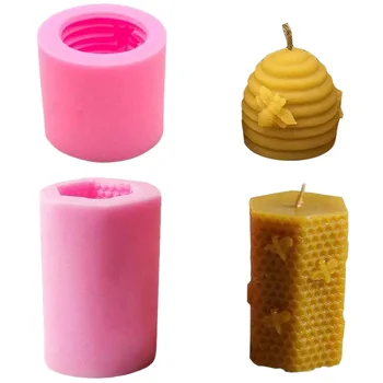 

2 Pack Bee Honeycomb Candle Molds Beehive Silicone Mold for Homemade Beeswax Candle Soap Making Supplies