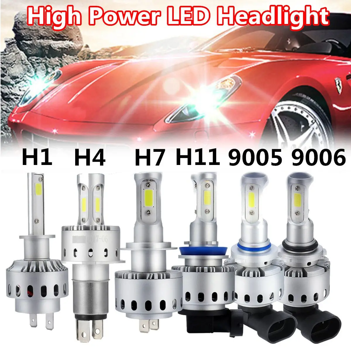 

1Pair 7P LED Car Headlight COB Chips H1 H4 H7 H11 9005 9006 45W Car Styling 12-24V DC 6000LM IP65