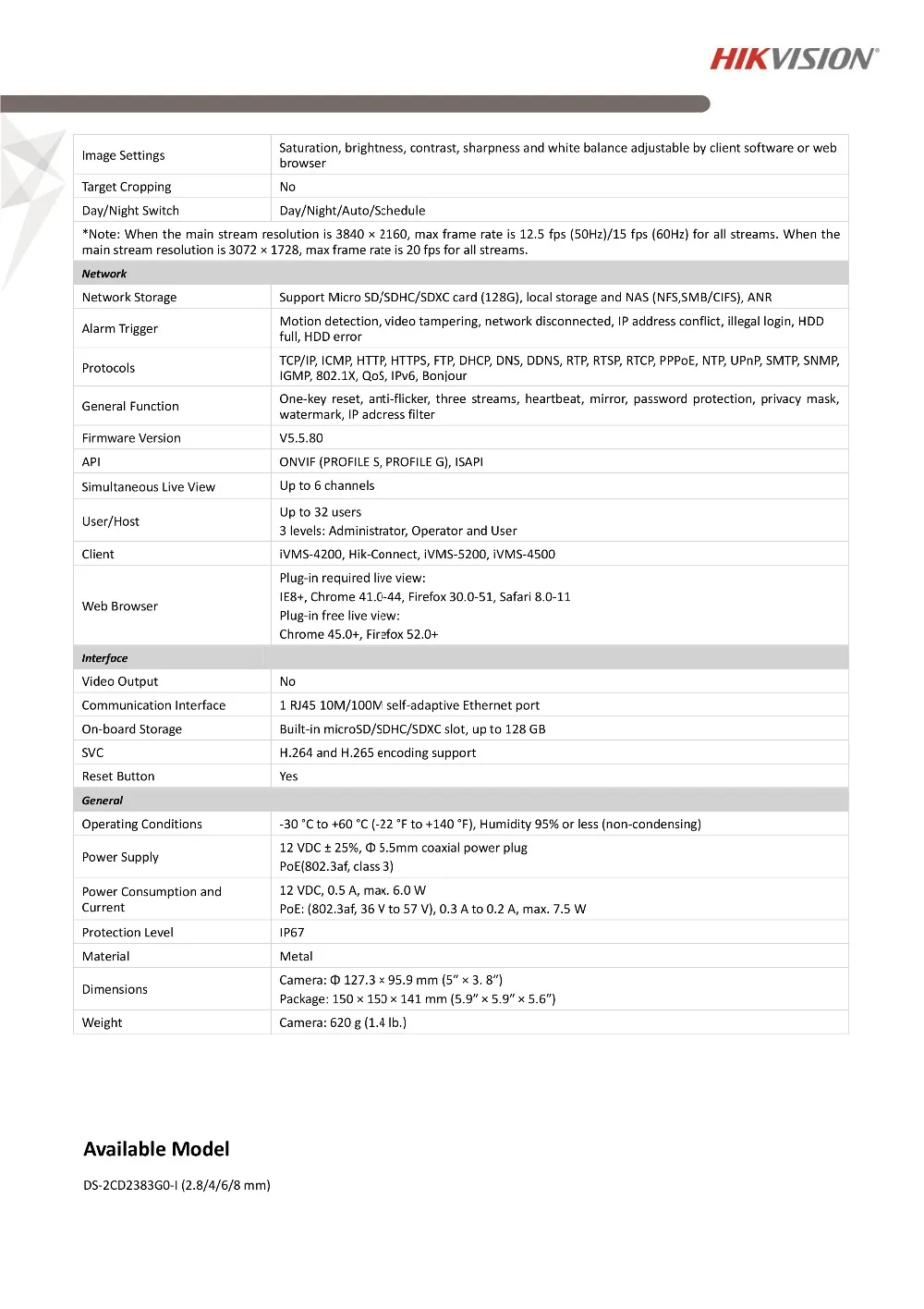 HIKVISION английская версия камеры наблюдения POE наружная DS-2CD2383G0-I IR 30 м револьверная IP камера H.265