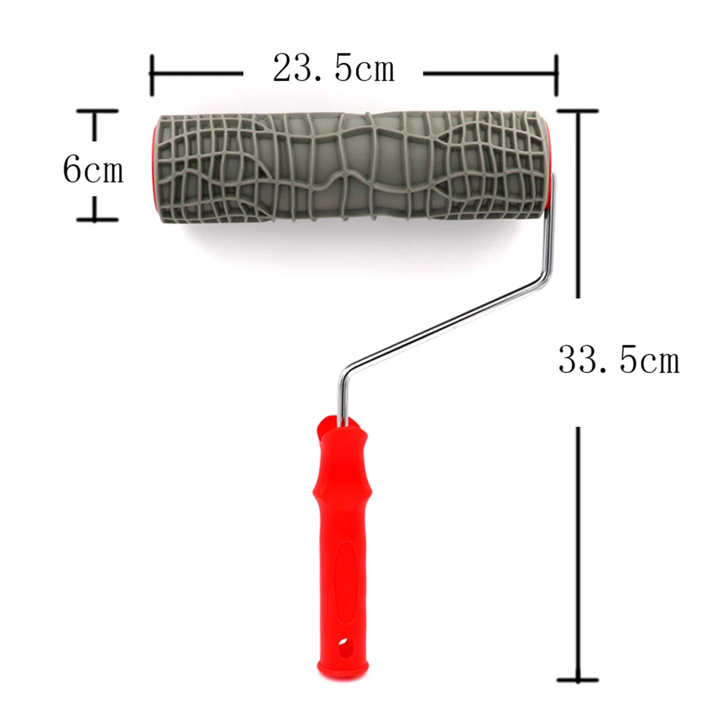 Rubber Paint Roller with Handle Wood Pattern Graining Knurling Wall Rolling Tool