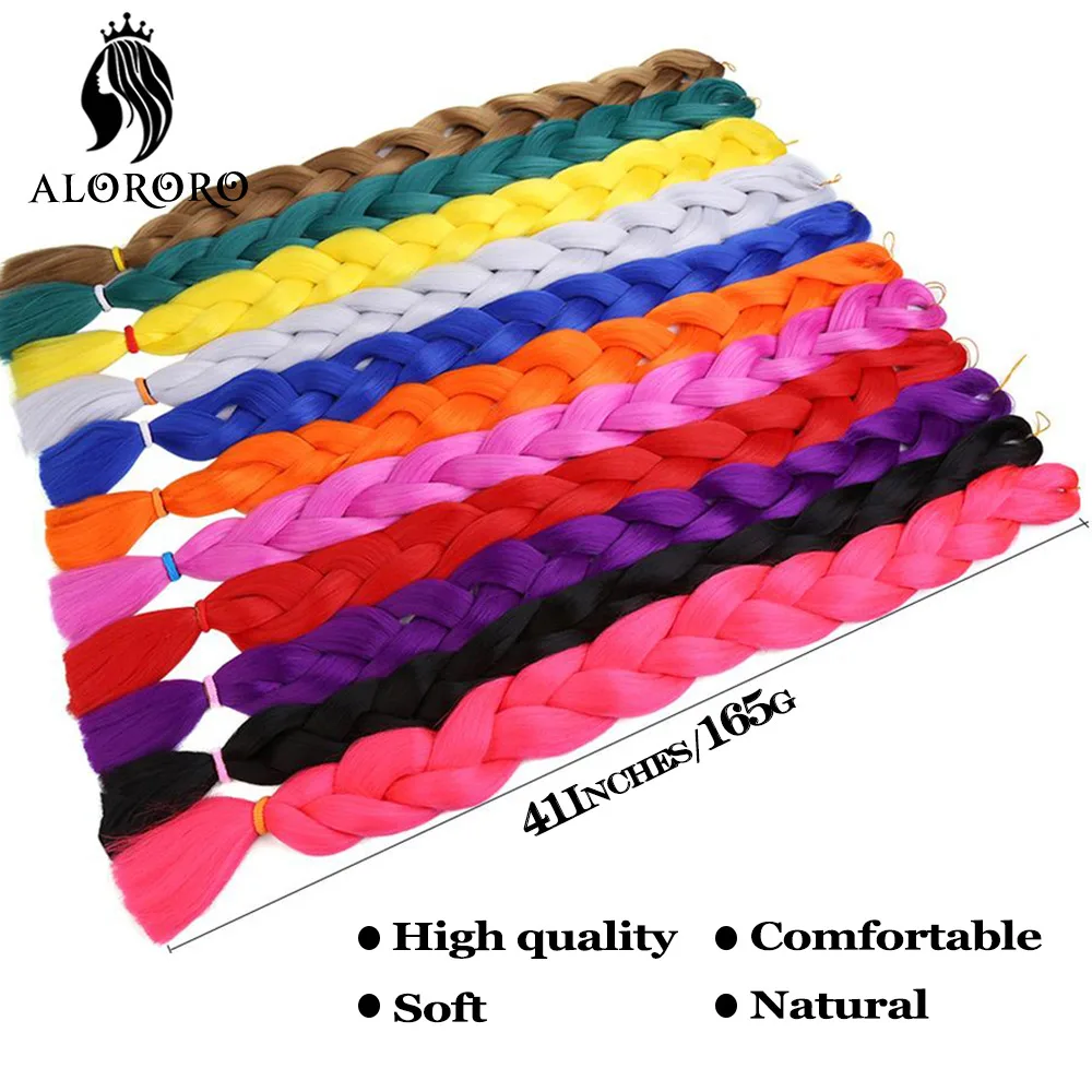 82 Inch Synthetic Braiding Hair Extensions Green Red Pink Yellow Crochet Jumbo Braids Hair Pure Color Box Twist Braids Wholesale 6