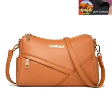 

Multi-Pocket Genuine Leather Women's Shoulder Bag 100% Cowhide Soft Ladies Messenger Bag Large Capacity Casual Crossbody Bag