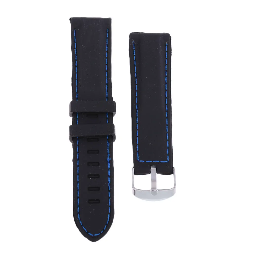 Universal 22mm 24mm 26mm Width Silicone Watch Band Replacement, Choose Size and Stitching Line Color