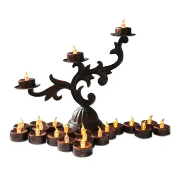 

12 12 Pcs Plated Black Candles Battery Operated Tea light Flameless LED Electronic Candles for Halloween Festival Wedding Party