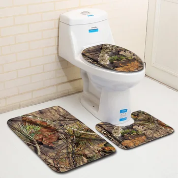 

Creative Modern Toilet Three-Piece Floor Mat Door Mat Bathroom Carpet Non-Slip Soft Door Mat Pattern Carpets Bathroom Mat Set