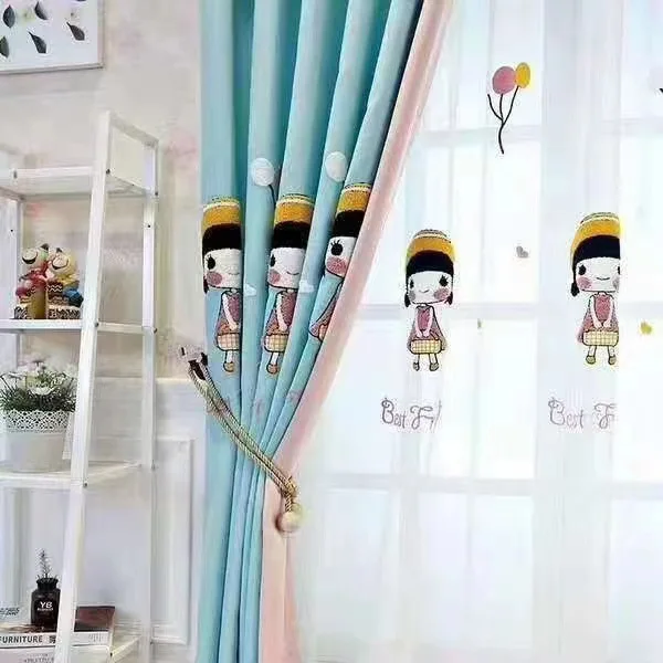 

Little Lolita Cartoon Curtains for Living Dining Room Bedroom Thick Cotton Linen Children's Room Modern Simple Girl Curtain 2023