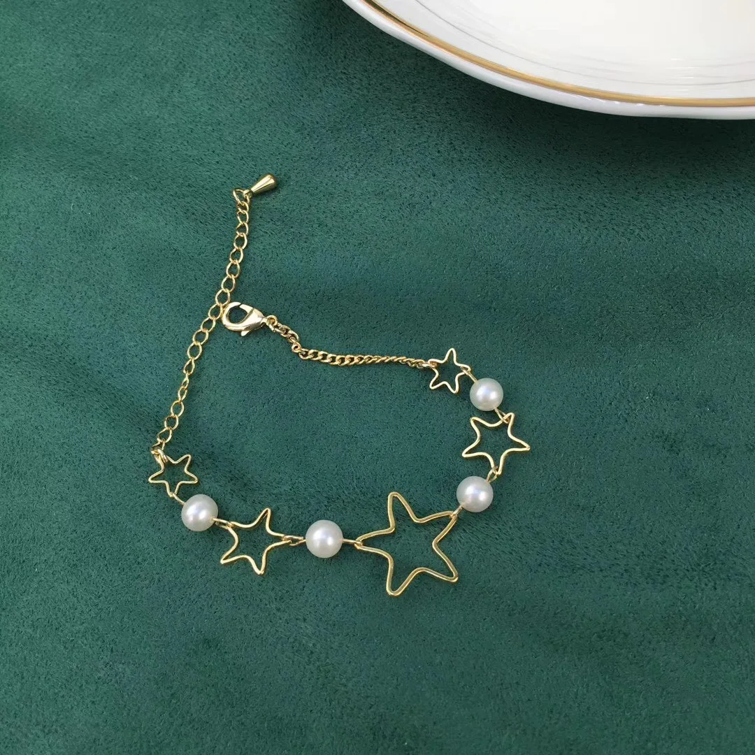 

Butterfly Home Hipster Five-pointed Star Dreamy 14k Gold 5-6 round Glare Virgine Pearl Bracelets Syss46l46hi