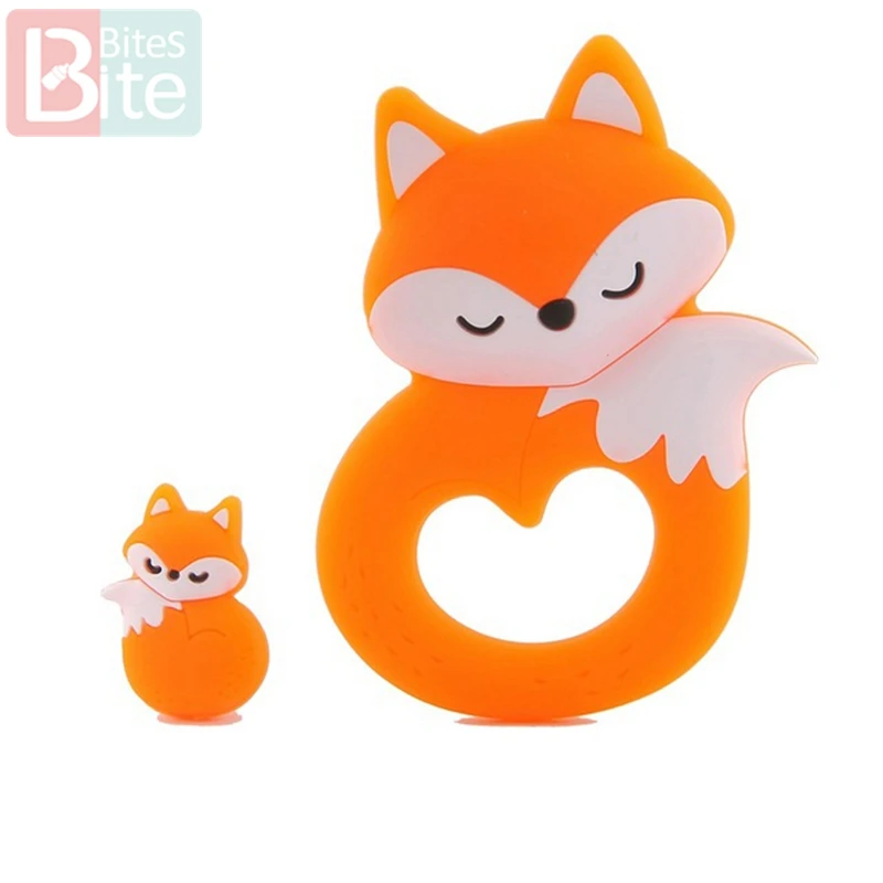 Orange Fox Укус укусов 2 шт./компл. Черепаха силиконовый детский Прорезыватель для зубов "сделай сам" для изготовления Еда Класс коала силиконовые крошечные стержень при прорезывании зубов силиконовые бусины комплект ювелирных изделий - Цвет: Orange Fox