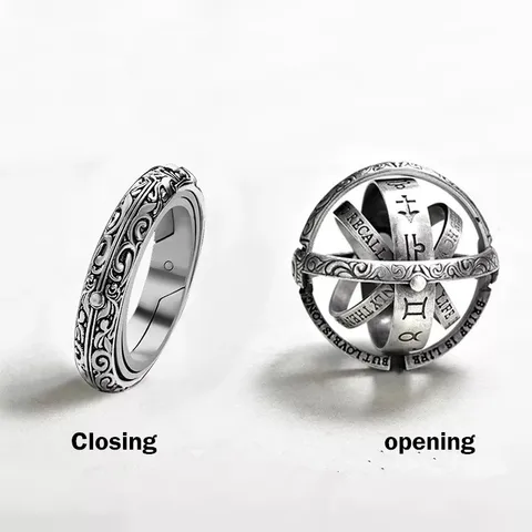 Astronomical Ball Rings For Women Men Creative Complex Rotating Cosmic Finger Ring Jewelry jz516