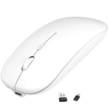 

HOT-Rechargeable 2.4GHz Wireless Bluetooth Mouse, Slim Noiseless Mouse with Bluetooth, for PC, Laptop,
