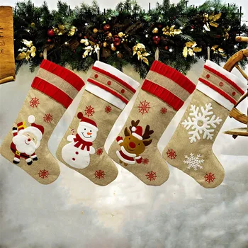 

Christmas Stockings Santa Snowman Elk Snowflake Hanging Stockings Gift Holders for Home Office Party Xmas Décor