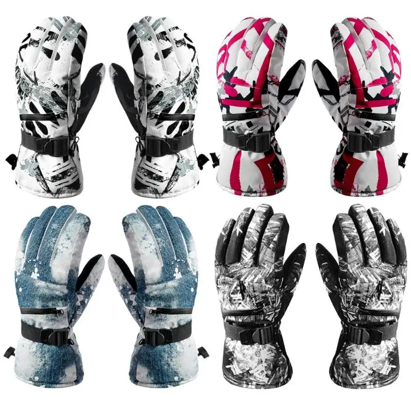 Водонепроницаемые лыжные перчатки для мужчин и женщин, теплые лыжные перчатки для сноуборда, снегохода, езды на мотоцикле, зимние уличные снежные перчатки