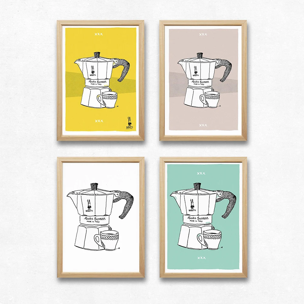 Turchese Coffee Maker Poster And Print Italy Bialetti Moka Canvas Painting Modern Wall Pictures For Kitchen Home Decor No Frame
