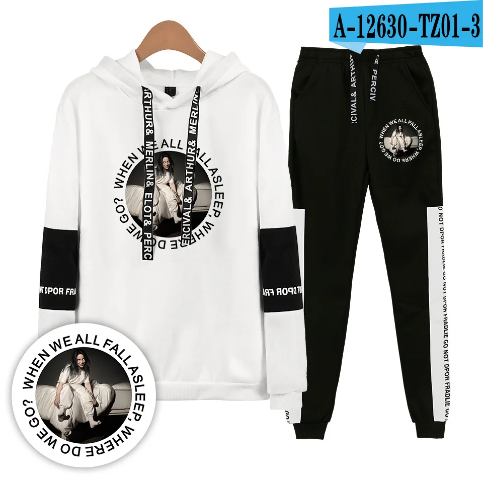 Горячая Распродажа Осень/зима толстовки Billie Eilish толстовки/женские спортивные брюки/мужской комплект из двух предметов с капюшоном костюм хлопок спортивная одежда