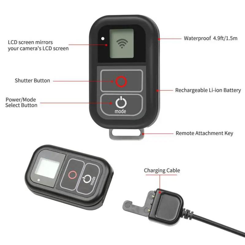 Waterproof WIFI Remote Control For Gopro Hero 6 Hero 5 4 3+ 3 / 4 Session 5 Session Action Camera For Gopro Hero 7 Accessories