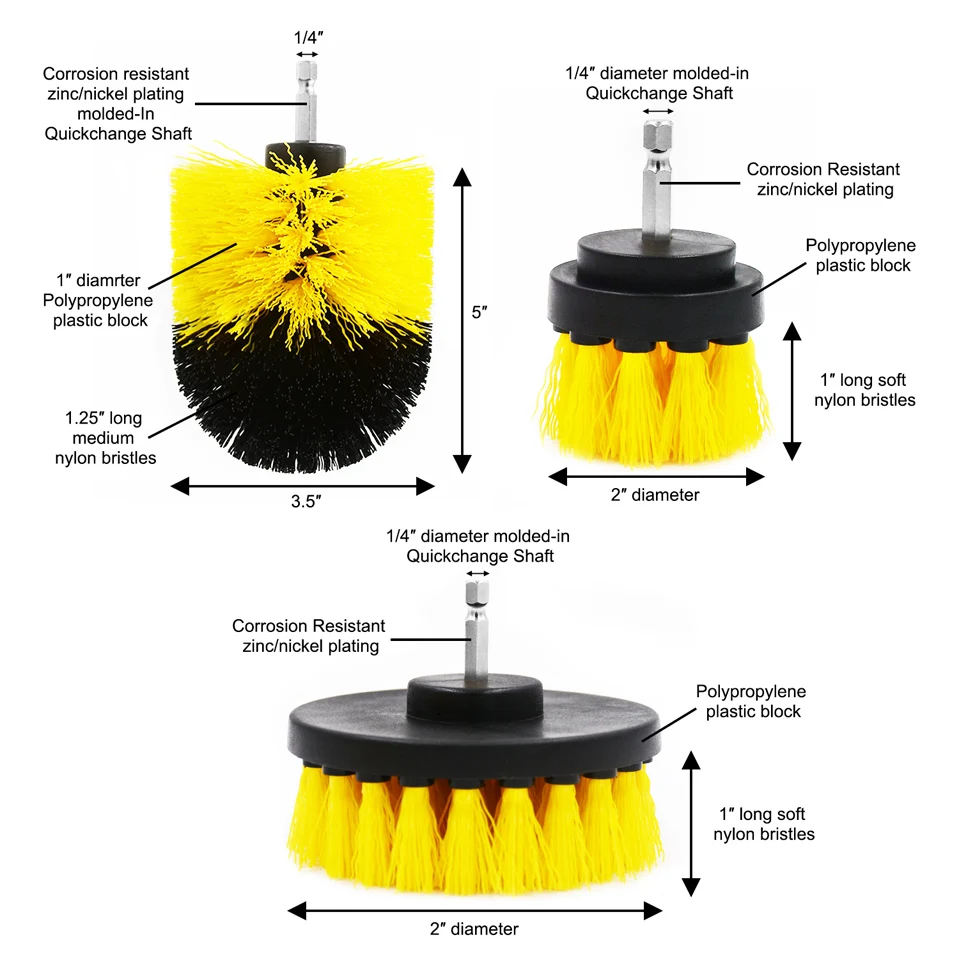 GOXAWEE 3 шт. электрическая щетка, набор кистей, электрическая дрель, чистящая щётка для беспроводного сверла, набор для крепления, скраб-щетка