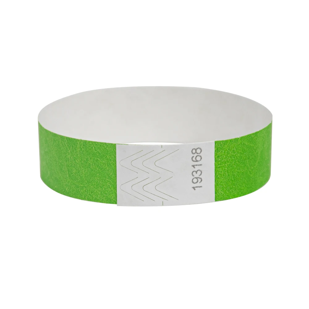 Solid NEW Green Color 3/4 inch Tyvek Wristbands with Series Numbers, ID Wristbands for Party Events, 500 Pieces