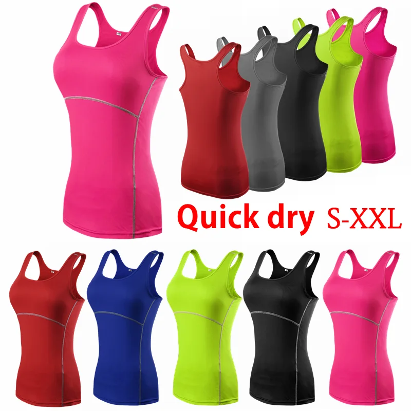 Women's Athletic Sleeveless Vest Compression Quick Dry Yoga Sport Shirts Vest Tights Base Layer Gym Running Quick Dry Tank Top
