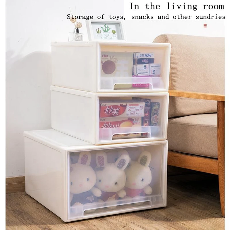 Home Drawer Storage Box Household Wardrobe Clothes Organizer Large Plastic Storage Box Pure Color Visualization Easy Find Overla