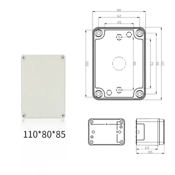 Caixa eletrônica plástica impermeável do caso da capa do cerco do projeto 110x80x85mm 1 caixa 75 pces