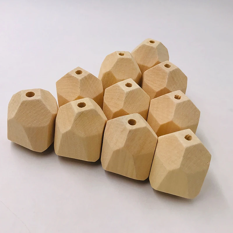 10 шт. безопасная, из дерева жевательные граненые бусины Ecofriendly сырой бусины самодельные ювелирные украшения Цепочка для детской соски аксессуары детский Прорезыватель