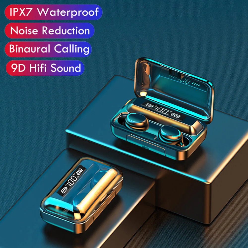VIR WIR 9D Hifi Sport Wireless Earphone Bass TWS Fingerprint Touch Bluetooth Earbuds For Xiaomi iphone With Mic Waterproof IPX7