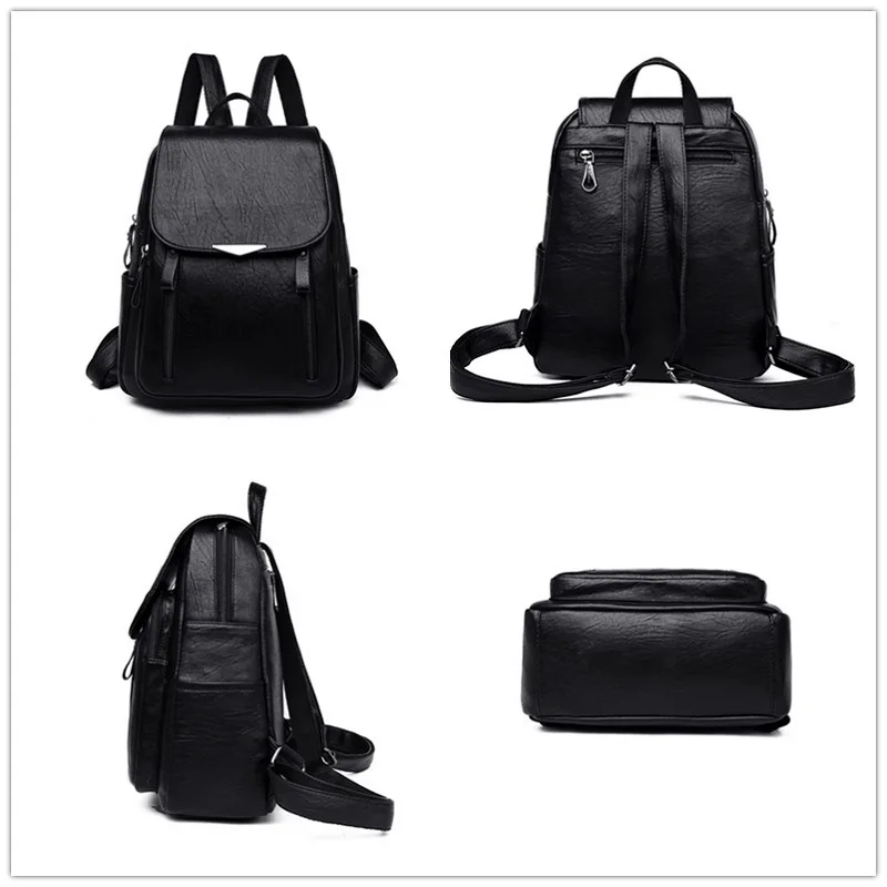backpack women black pu leather backpack for women anti theft knapsacks fashion bag for women