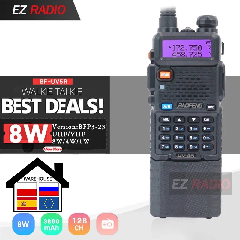 Upgrade 8W Baofeng UV-5R 3800mAh Walkie Talkie 10