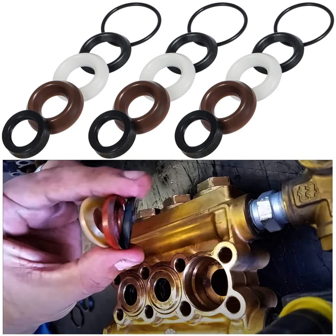 ESUYA Packing Kit Water Seal Repair Kit 5019006400 Suitable for ZWD ZWDK Series 15MM Pressure Washer Pump 15 Pcs