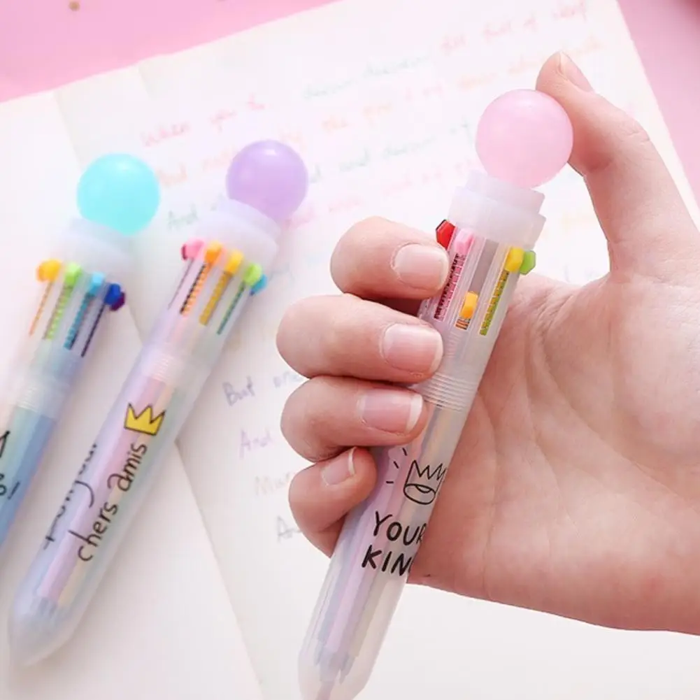 10 в 1 многоцветный мяч ярких цветов шариковая ручка милый маркер ручка дети школьные офисные принадлежности