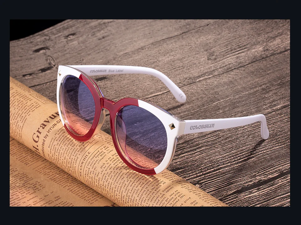 COLOSSEIN солнцезащитные очки Для женщин дизайнеры марки Модные солнцезащитные очки в круглой оправе Modis Цвет объектив для Для женщин морской