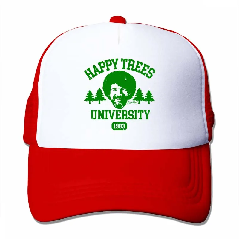 Bob Ross Happy Trees Университетская бейсбольная Кепка Для Взрослых L XL 2XL серая Зеленая Бейсболка для мужчин и женщин Кепка для водителя грузовика модная Регулируемая Кепка - Цвет: 4-Red