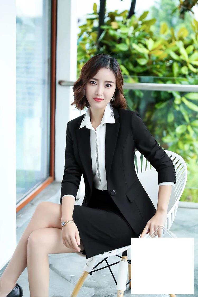 New female elegant Women's Black Gray Pants Suit trouser Blazer costumes jacket Suits ladies office wear uniforms 2 piece blouse