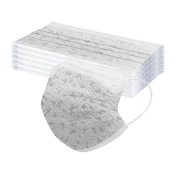 

30pcs Women Man Solid Disposable Face Mask Pure Color Printing Mask 3 Ply Ear Loop Windproof Dustproof Anti-pm2.5 Mask Masque