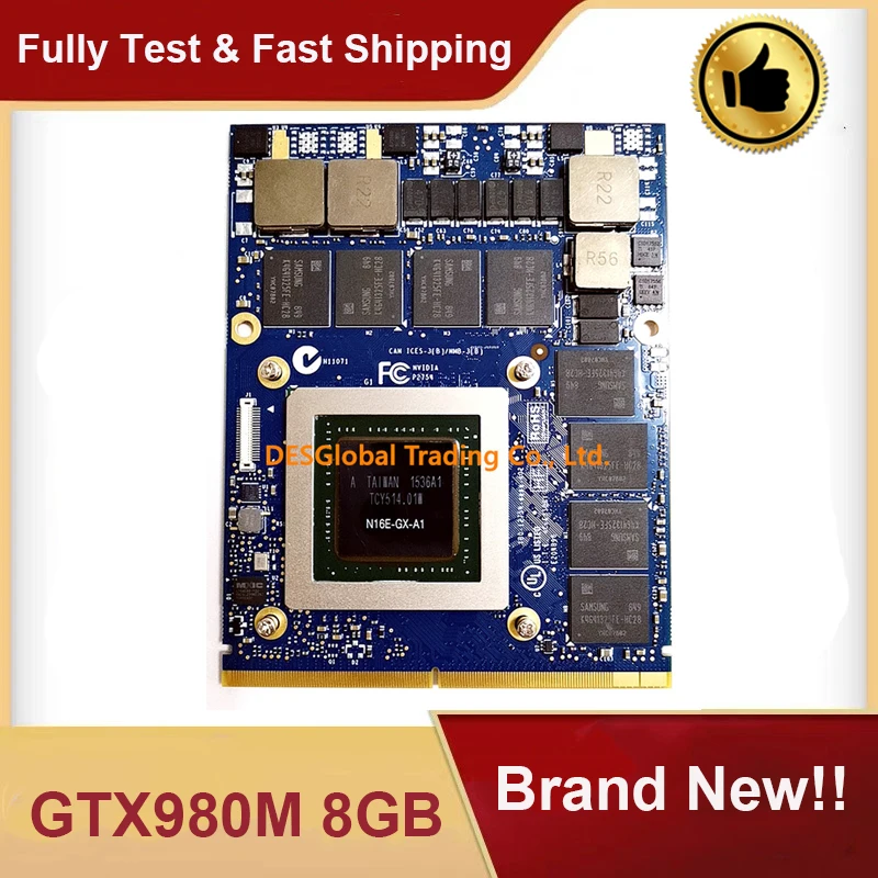 Абсолютно новая Видеокарта GTX 980M GTX980M 8 Гб N16E-GX-A1 Видеокарта VGA для ноутбука hp MSI Dell Alienware Clevo GDDR5 полностью протестирована