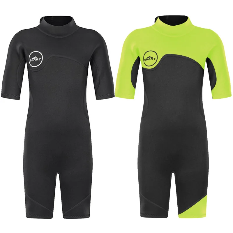 Задний zipwetsuit Junior неопрен класса премиум 2 мм короткий сердечник теплый короткий рукав Дети Малыш Весна Осень Плавание Серфинг Дайвинг-костюм