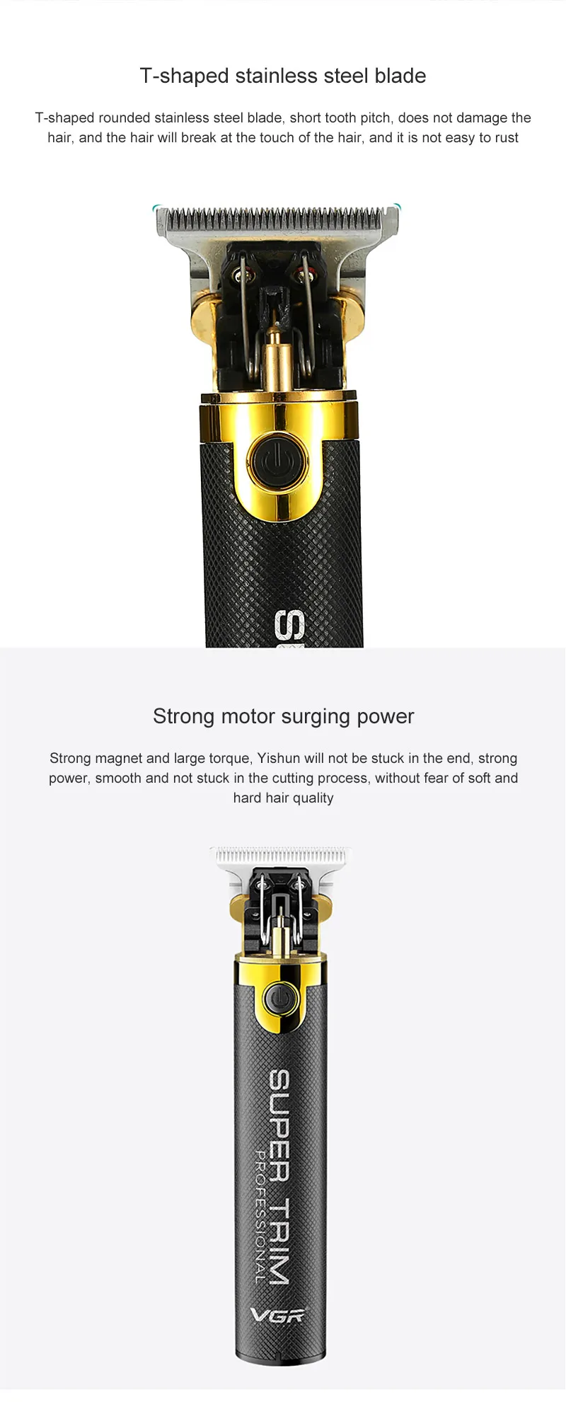 Máquina de Cortar Redução de Ruído Lâmina em Forma de t Lâmina de Aço Inoxidável com Três Aparadores de Cabelo Nova Cabelo Elétrica Pentes Limite Vgr 2 t lâmina de aço inoxidável com três