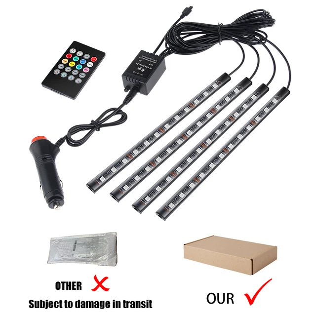 Car Foot Ambient LED Light with USB Wireless Remote 2