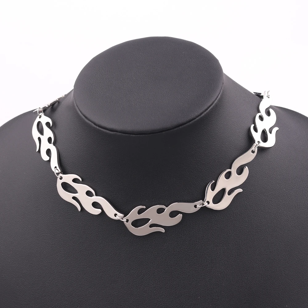 flame necklace Женское Ожерелье с колючей проволокой в стиле хип-хоп панк, колье на цепочке, подарки для друзей, Collares de Moda - Окраска металла: flame necklace