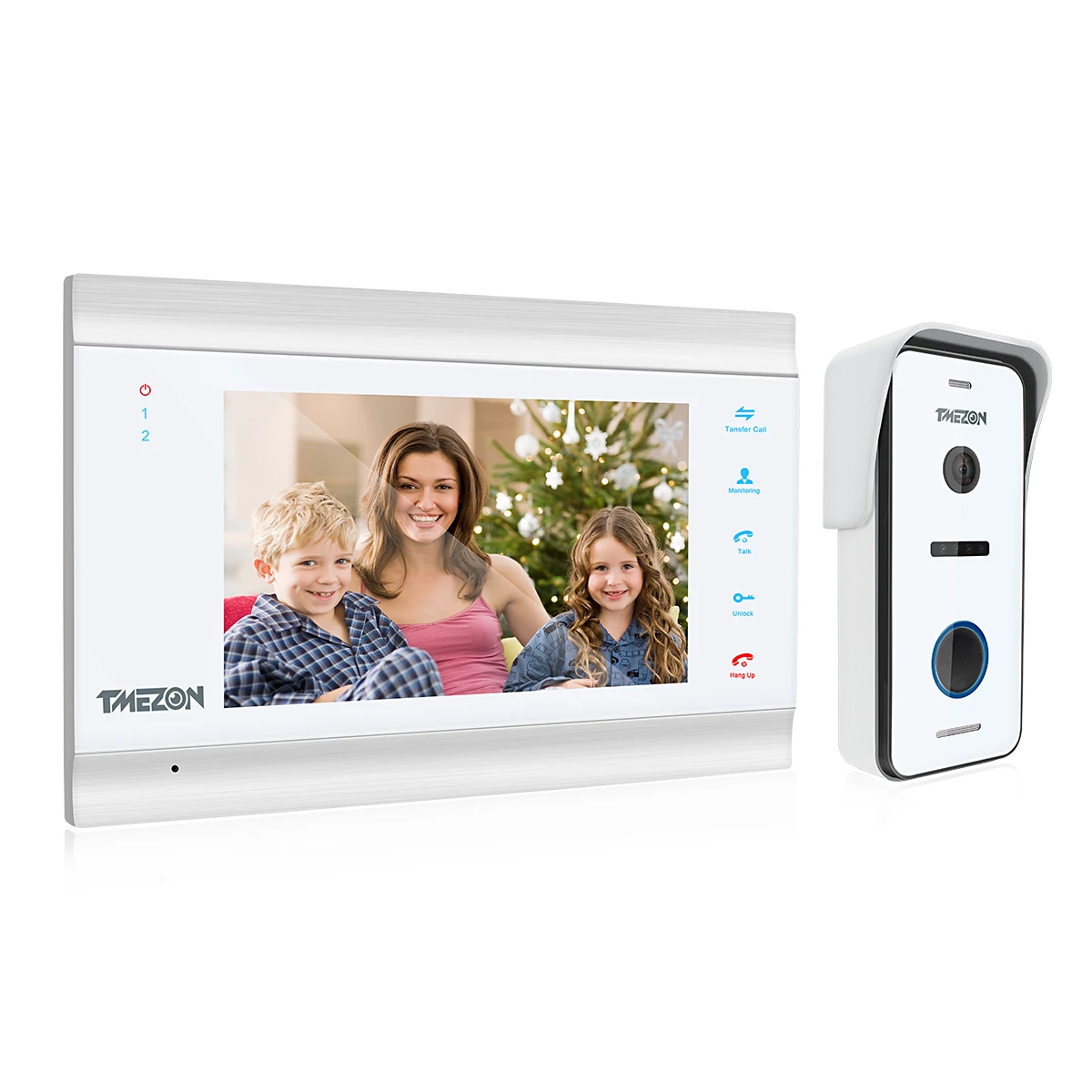 TMEZON video door intercom doorbell intercom system, 1080P 7 inch 1 monitor 1 camera touch button, night vision